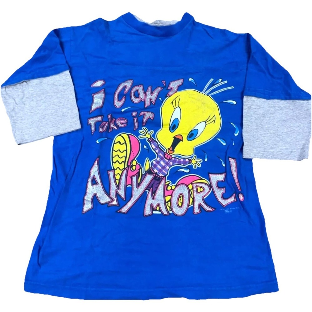Vintage Looney Tunes Shirt‎ Men XL Blue Tweety Bird Tee 90s Toons Hip Hop *